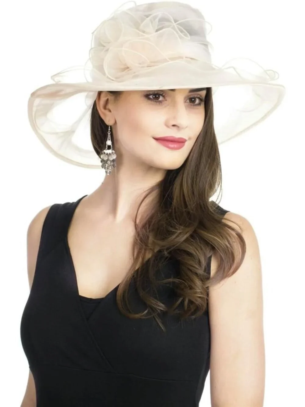 Elegant Women's Organza Fascinator Hat for Bridal, Tea Party & Church Events